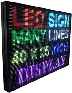 40x25 inch display – rgb (7 color) display led scrolling sign with wifi, mobile app connectivity – for indoor, semi-outdoor business, marketing, display use