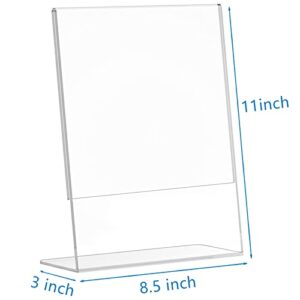 PecMuikee Acrylic Sign Holder 8.5x11, Desktop Slant Back Acrylic Sign Holder and Plastic L Shape Paper Display Stand for Restaurants, Office, Market, Library, Store, 3 Pcs