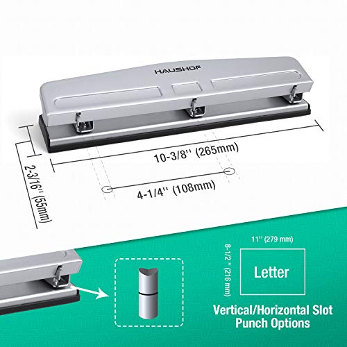 HAUSHOF Desktop Stapler and 3-Hole Punch Set with 5000-Piece Staples and Staple Remover, Office Supplies Compatible with 26/6 and 24/6 Staples