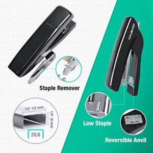 HAUSHOF Desktop Stapler and 3-Hole Punch Set with 5000-Piece Staples and Staple Remover, Office Supplies Compatible with 26/6 and 24/6 Staples