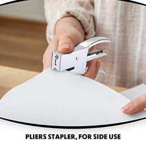 Heavy Duty Plier Stapler Heavy Duty Office Stapler Handheld Plier Stapler 50 Sheet Capacity Desk Staplers Metal Handheld Staplers for School Office (Silver, 3 Pieces)