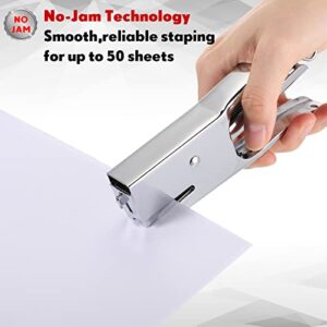 Heavy Duty Plier Stapler Heavy Duty Office Stapler Handheld Plier Stapler 50 Sheet Capacity Desk Staplers Metal Handheld Staplers for School Office (Silver, 3 Pieces)