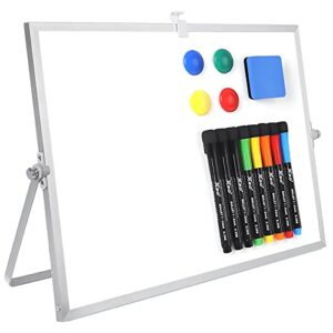 Dry Erase White Board - 12''x16'' Magnetic Desktop Whiteboard with Stand, 8 Markers, 4 Magnets, 1 Eraser - Portable Double-Sided White Board Easel for Kids Ages 3+/Drawing/to Do List/Wall/Desk/School