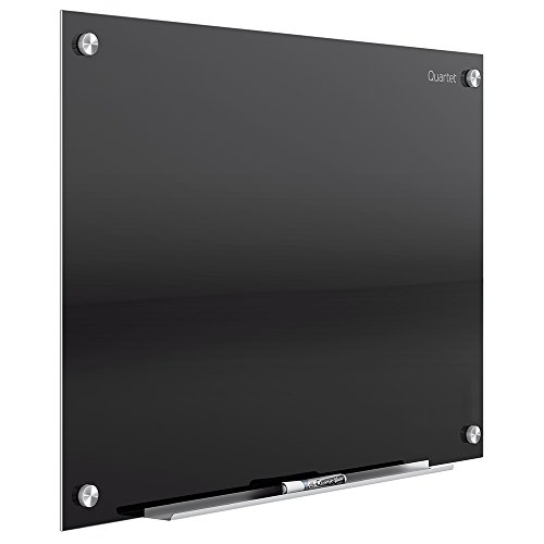 Quartet Glass Whiteboard, Magnetic Dry Erase White Board, 3' x 2', Black Surface, Infinity (G3624B)