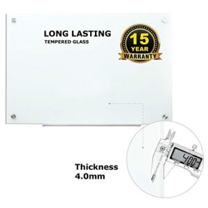 Glass Whiteboard Magnetic Dry Erase White Board 4'x 3' Framless White Surface