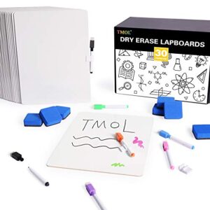 30 Piece Dry Erase Lap Boards Double-Sided for Classroom, 9 x 12 Inches Portable Lap Board Classroom Whiteboard with 60 Pens, 30 Erasers and 30 Pen Holders for Students and Adults