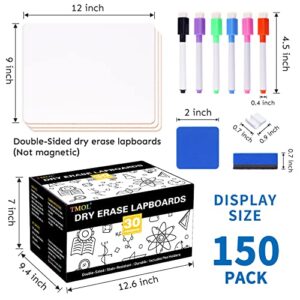 30 Piece Dry Erase Lap Boards Double-Sided for Classroom, 9 x 12 Inches Portable Lap Board Classroom Whiteboard with 60 Pens, 30 Erasers and 30 Pen Holders for Students and Adults