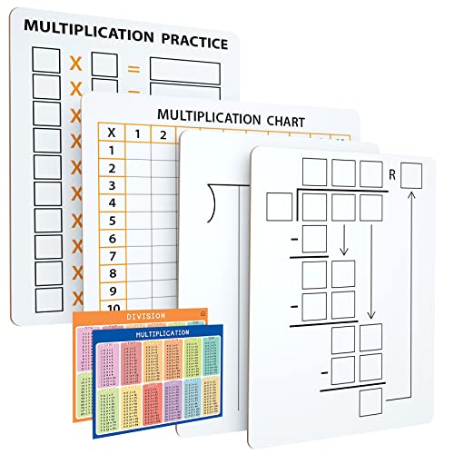 Dry Erase Division Multiplication Chart Whiteboard & Division practice white board Double Sided Times Table Math Manipulatives White Board for Kids Students Classroom and Home Mini Whiteboard Lapboard