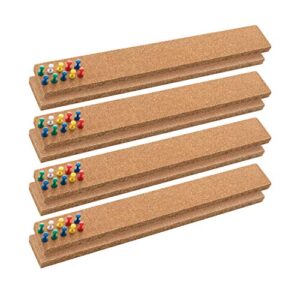 hblife cork board bulletin board bar strip 8 pack, 15×2 inch – 1/2 inch thick, 100% natural frameless cork board strips with 50 multi-color push pins, strong self adhesive backing