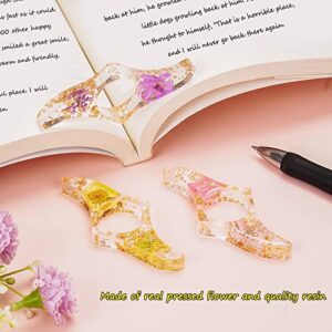 3 Pieces Book Page Holder-Dried Flower Resin Thumb Book Holder-Handmade Resin Holders Light Weight Book Opener Bookmarks Book Reading Accessories for Teachers Book Lovers