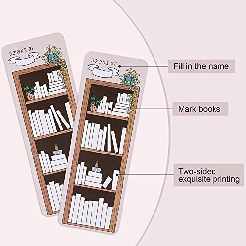 50 Pieces Book Tracker Bookmarks Paper Double-Sided Bookmark Page Markers Book Markers Set for Students Reading (Cute Style)