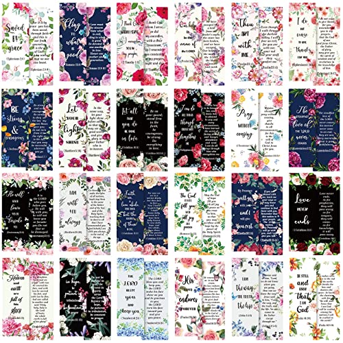 72 Pcs Bible Verse Bookmarks Christian Gifts for Women Bulk Inspirational Scripture Bookmarks Motivational Positive Faith Bookmarks Flower Page Clips Presents for Book Lovers Readers (Gentle Style)