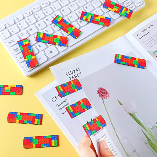 32 Pcs Magnetic Bookmark, Funny Building Block Magnetic Bookmark for Kids, Boys Brick Page Book Marker Clip for Teacher, Double Sided Book Accessories Bookmarks for Book Lovers