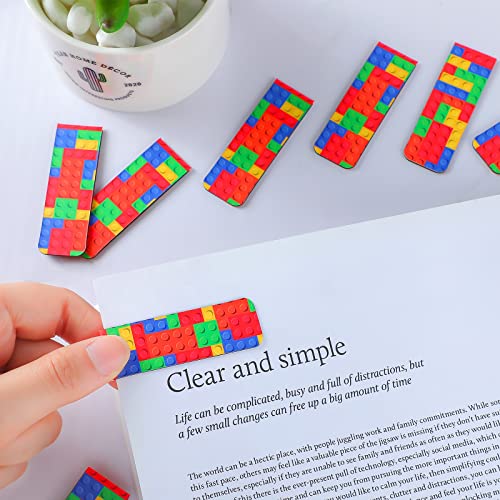 32 Pcs Magnetic Bookmark, Funny Building Block Magnetic Bookmark for Kids, Boys Brick Page Book Marker Clip for Teacher, Double Sided Book Accessories Bookmarks for Book Lovers