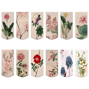 12pcs magnetic bookmarks – magnet page markers page clips assorted book markers set with exquisite pattern, bookmarks for women, students, and book lovers(floral style)