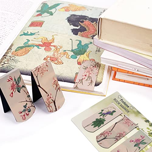 12PCS Magnetic Bookmarks - Magnet Page Markers Page Clips Assorted Book Markers Set with Exquisite Pattern, Bookmarks for Women, Students, and Book Lovers(Floral Style)