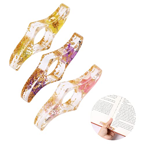 Book Page Holder,3 Pcs Dried Flower Resin Thumb Book Holder Transparent Thumb Ring Page Holder Personalized Bookmark Holder Book Opener Handmade Book Reading Accessories for Teachers Book Lovers