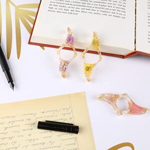 Book Page Holder,3 Pcs Dried Flower Resin Thumb Book Holder Transparent Thumb Ring Page Holder Personalized Bookmark Holder Book Opener Handmade Book Reading Accessories for Teachers Book Lovers