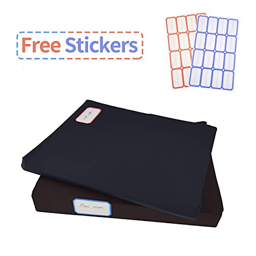 2 Pack Stretchable Book Sleeve Covers, for Paperbacks Hardcover Textbooks up to 9" x 12", Office Supplies with Free Sticker Labels (2 Pack, Black)