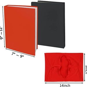 2 Pack Stretchable Book Sleeve Covers, for Paperbacks Hardcover Textbooks up to 9" x 12", Office Supplies with Free Sticker Labels (2 Pack, Black)