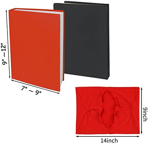 2 Pack Stretchable Book Sleeve Covers, for Paperbacks Hardcover Textbooks up to 9" x 12", Office Supplies with Free Sticker Labels (2 Pack, Black)