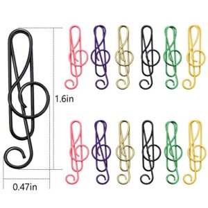 100 Pieces Music Paper Clips 6 Colors, Metal Paper Clips Musical Notes Clips Music Office Accessories for Desk Bookmark Office School Notebook