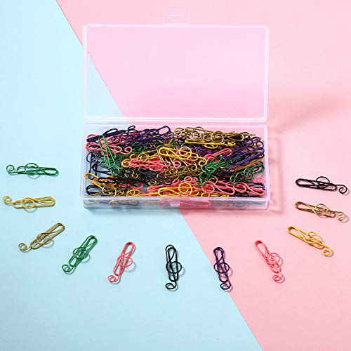 100 Pieces Music Paper Clips 6 Colors, Metal Paper Clips Musical Notes Clips Music Office Accessories for Desk Bookmark Office School Notebook