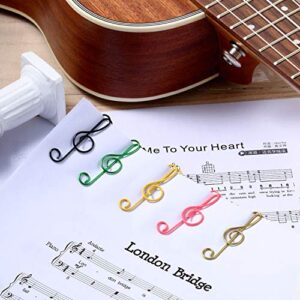 100 Pieces Music Paper Clips 6 Colors, Metal Paper Clips Musical Notes Clips Music Office Accessories for Desk Bookmark Office School Notebook