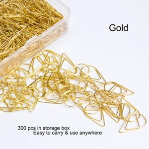 300 Pieces Gold Cute Paper Clips Stainless Steel Drop-Shaped Paper Clips for School Office Supplies Baby Shower Crafts Scrapbooking Bookmarks Kids Women Planners by VENCINK