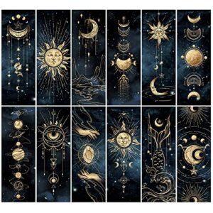 12 pcs cool night sky bookmark, bookmarks for book lovers, bulk bookmarks for men, unique book mark for boys, girls, students, classroom gifts, school prize, reading present