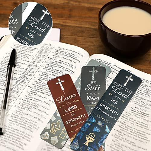 120 Pieces Bible Verses Bookmarks with Hollow Cross Christian Bookmarks for Women Inspirational Book Markers Religious Bookmarks Gifts Reading Reward Scripture Church Supplies, 30 Styles