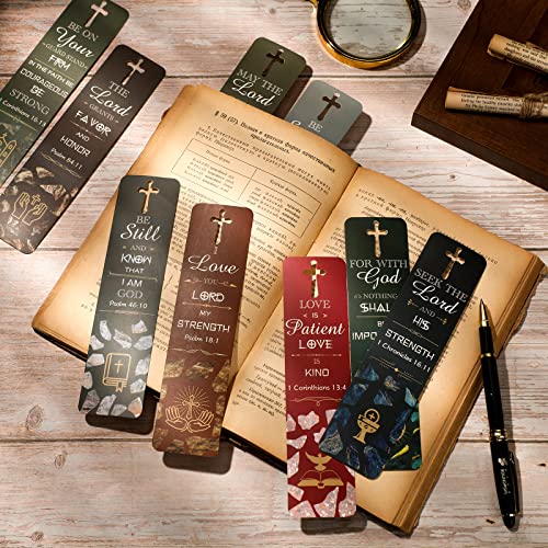 120 Pieces Bible Verses Bookmarks with Hollow Cross Christian Bookmarks for Women Inspirational Book Markers Religious Bookmarks Gifts Reading Reward Scripture Church Supplies, 30 Styles