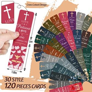 120 Pieces Bible Verses Bookmarks with Hollow Cross Christian Bookmarks for Women Inspirational Book Markers Religious Bookmarks Gifts Reading Reward Scripture Church Supplies, 30 Styles