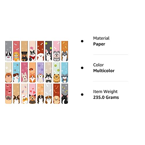 48 Pcs Magnetic Bookmarks Cute Dogs Cats Magnetic Page Markers Puppy Magnetic Page Clips Bookmarks Pet Magnet Book Markers for Kid Students Teacher Reading Supplies Party Favors, 24 Designs (Dog)