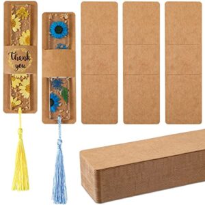 fumete 50 pieces resin bookmark holder 5.9 x 1.8 inches kraft bookmark sleeves diy bookmarks display cards for bookmark wrapping small business packaging supplies party favor gift (brown, cute)