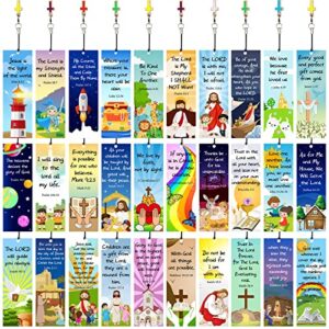 30 pieces christian bookmarks for kids bible verse bookmarks with cross pendants scripture inspirational quotes bookmarks school gifts church supplies for kids teens adult teachers