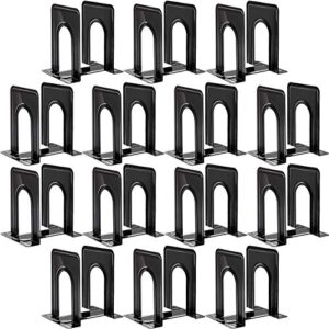 happyhapi 28 pcs metal bookends, black book ends holder, nonskid bookends bulk for shelves office home kitchen,6x 5x 6 inch, set of 14 pairs