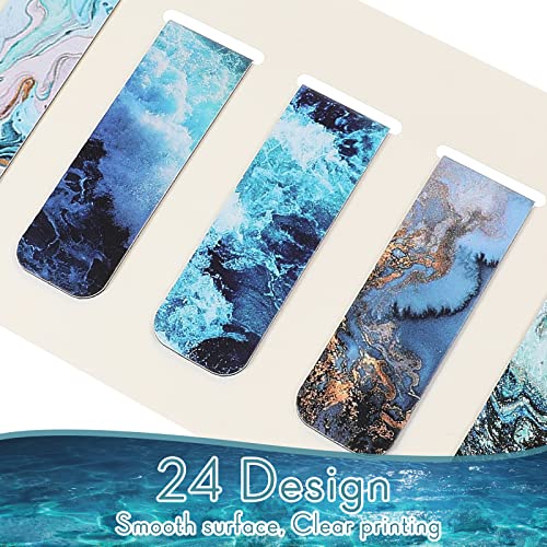 24 Pieces Magnetic Bookmarks Assorted Ocean Bookmark Magnetic Page Markers Magnetic Page Clips for Women Students Teachers Book Lovers Reading, Multi Ocean Patterns