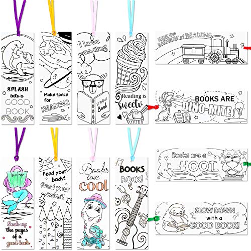 Color Your Own Bookmarks DIY Bookmarks Coloring Paper Bookmarks for Teachers Students Classroom Rewards Supplies (60)