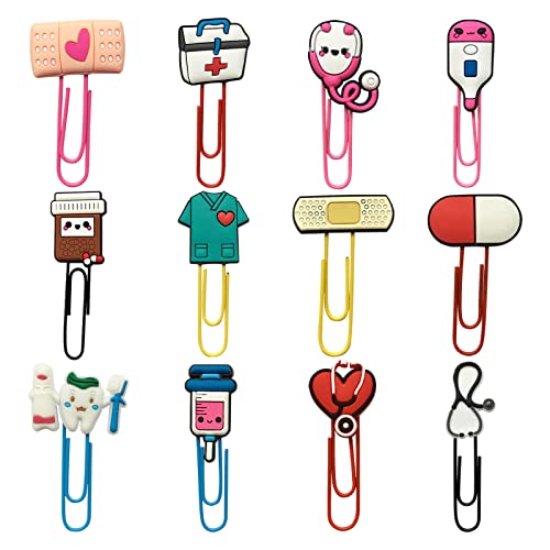 Cute Bookmark Cartoon Bulk Bookmarks with Colorful Paperclip for Pagination Organize Folder Unique Bookmarks Gifts for Girls Student Stationery Nursing Student Essentials