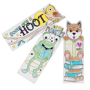 24 Pack Color Your Own Bookmarks for Kids, Students, DIY Classroom Art, 24 Book Worm Designs (2 x 6 in)