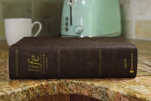 NIV, Life Application Study Bible, Third Edition, Large Print, Bonded Leather, Brown, Red Letter, Thumb Indexed