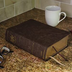 NIV, Life Application Study Bible, Third Edition, Large Print, Bonded Leather, Brown, Red Letter, Thumb Indexed