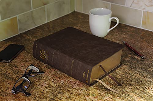 NIV, Life Application Study Bible, Third Edition, Large Print, Bonded Leather, Brown, Red Letter, Thumb Indexed