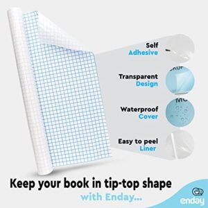 Contact Paper Clear, 17.5” x 5-Feet, Transparent Self Adhesive Book and Textbook Covers for Paperbacks and Hard Covers, Plastic Protective Covering Contact Paper Roll, Acid Free – by Enday