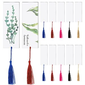 20 pieces blank acrylic bookmark set craft clear acrylic blank bookmark with 20 pieces mini bookmark tassel for diy projects and present tag (5 x 14 cm/ 2 x 5.5 inch)