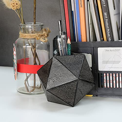 Ambipolar Geometric Decorative Ball Shaped Bookends, Modern Cast Iron Black Bookends for Office Desk, Book Shelf, Room Decor, Home Office, Book Stand or Organizer, Set of 2. Antique Black