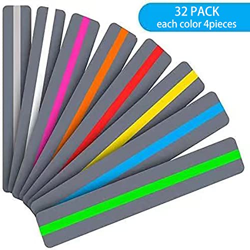 32 Pieces Guided Reading Strips/Colored Overlay/Highlight Strips/Highlighter/Bookmark/Assorted Colors Help with Dyslexia for Children and Teacher Supply Assistant