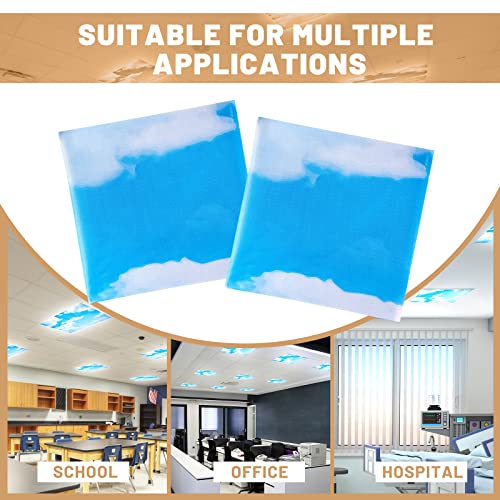 Pack of 2 Fluorescent Light Covers Light Filter Magnetic Ceiling Light Cover Classroom Lights Covers Classroom Supplies for Teachers Elementary for Office School Home Hospital (Blue Sky)
