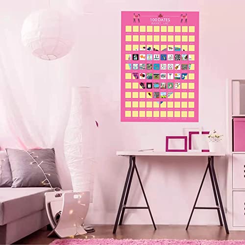 WOKEIO 100 Dates Challenge Couples Scratch off Book, Scratch off Poster, Things to Do Bucket List Scratch Poster - Date Night Ideas Scratch Off Book for Couples, Mother's Day Gift For Your Lover